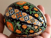 Peach Floral Ukrainian Easter Egg Pysanky By So Jeo : Pysanky pysanka ukrainian ukraine easter egg batik art shell floral flowers leaves vines stars diamonds blooms birds peach pink magenta blue purple green yellow gold sojeo